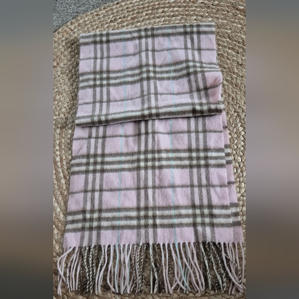 Plaid Pink & Brown 100% Cashmere Scarf